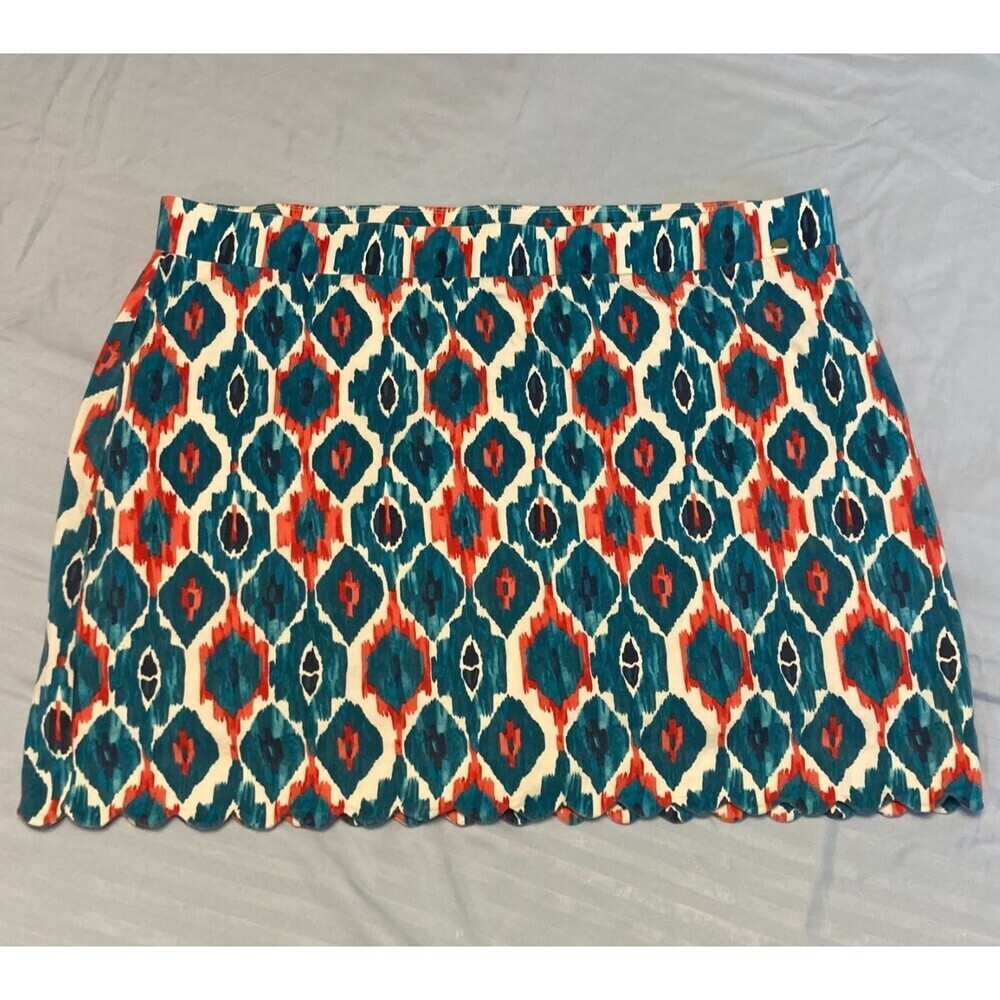 Jones Of NY Scallop Hem Skirt Skort Women Geometric Pull On Stretch XL